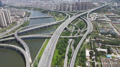 <strong>福建福州</strong>国货互通城市高架立交桥交通转盘航拍4K