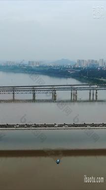 湖南湘潭跨湘江大桥竖屏航拍