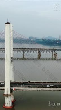湖南湘潭跨湘江大桥竖屏航拍