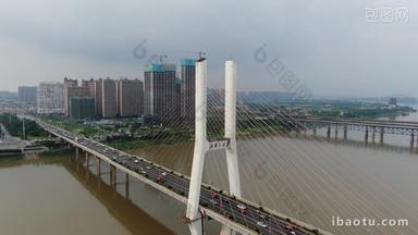 城市航拍湖南湘潭湘江三桥航拍