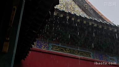 中式建筑<strong>屋檐</strong>雨滴雨水雨景