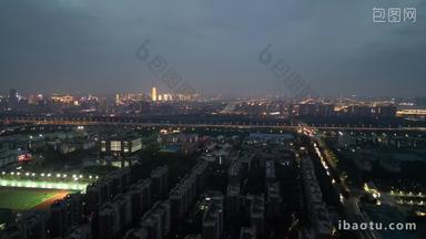 航拍郑州郑东新区夜景