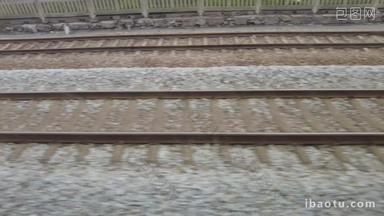 火车<strong>行驶</strong>铁轨轨道旅途风景实拍