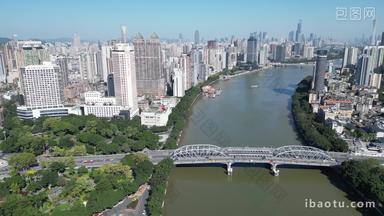 航拍广州珠江海珠桥