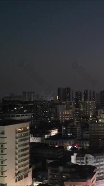 航拍广东江门五邑城商业中心胜利路夜景