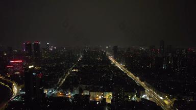 成都城市夜景交通东二环航拍