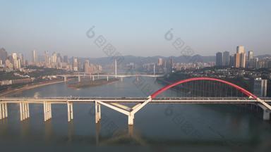 重庆菜园坝大桥交通航拍