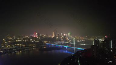 重庆江北区城市夜景灯光航拍