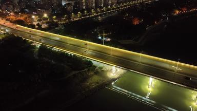 福州市仓山区金山大桥夜景航拍