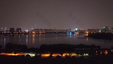 苏州青剑湖经济岛广场公园夜景