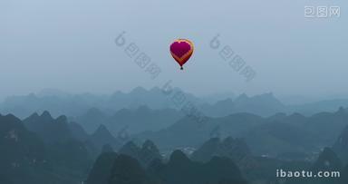 广西桂林山水和热气球风光