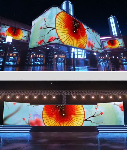 中国风晚会年会花语穿梭巨幕背景AE模板图片