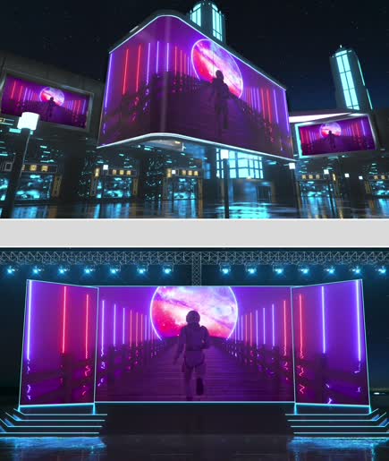 科技紫色人物奔跑穿越4k背景视频图片