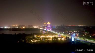 扬州城市<strong>地标</strong>万福大桥4k航拍