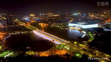 扬州城市地标明月湖夜景4k航拍