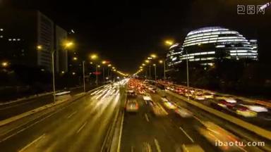 朝阳门公路交通在晚上，<strong>北京</strong>，<strong>中国</strong>的不同视图