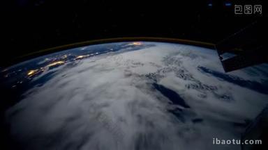晚上从太空看到的地球。本<strong>视频</strong>由美国国家航空航天局提供的元素.