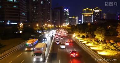 中国 Sep 22，2016:4 k 夜间<strong>交通</strong>在城市的城市，中国公路路街头游戏中时光倒流.