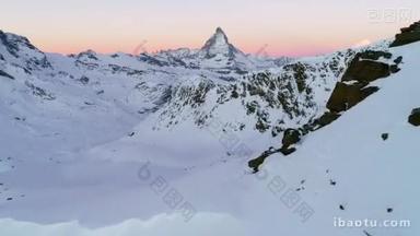 美丽的冬季空中飞行在山链景观瑞士阿尔卑斯山。冒险徒步旅行。旅行<strong>理念</strong>。乌德 4k