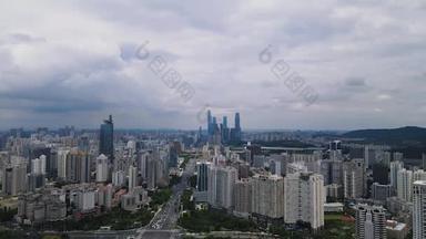 4K城市交通_广西南宁城市高楼航拍