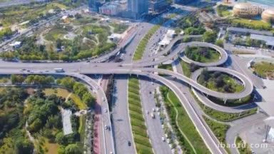 4K城市交通_航拍河南郑州会展路高架桥