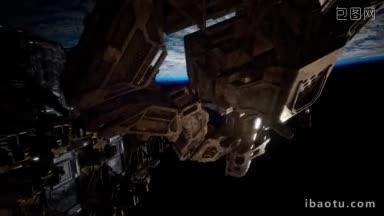 国际空间站外的宇航员在太空漫步
