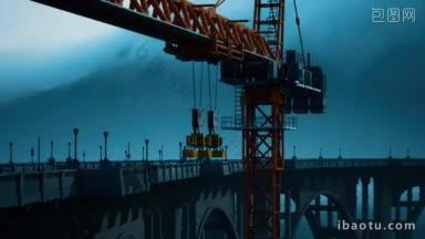 灰暗大桥建筑实拍视频