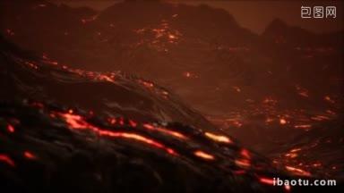 火山裂开透出<strong>岩浆</strong>视频