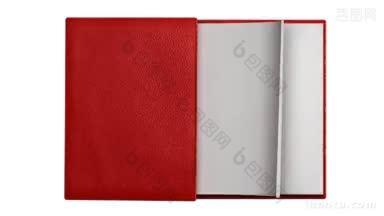 现代<strong>图书</strong>翻转空白页红色皮革封面与阿尔法通道