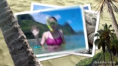 热带海滩度假照片扔到沙背景伟大的背景，<strong>当你</strong>把<strong>你</strong>的文字