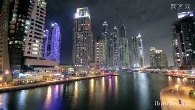 迪拜码头晚上的高清视频