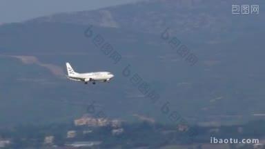 莫泽尼迪斯集团旗下埃利纳航空公司的飞机正在接近着陆和降落