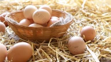一篮子有机鸡蛋在农村农贸市场多利拍k