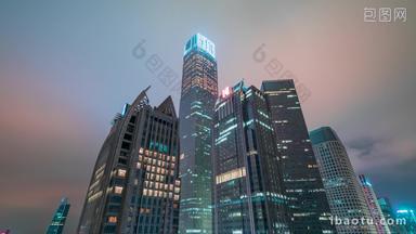 <strong>广州</strong>珠江新城高楼夜景仰拍延时固定延时摄影