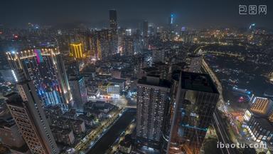 深圳广深铁路龙园创展布吉河城市夜景延时固定延时摄影