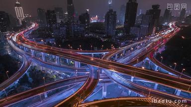 上海延安东路高架桥夜景车流延时固定延时摄影