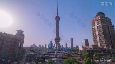 上海上海东方明珠广播电视塔陆家嘴环路固定延时摄影