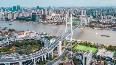 上海南浦大桥航拍延时环绕航拍