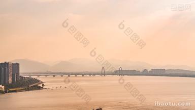 杭州之江大桥钱塘江固定延时摄影