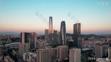 东莞CBD第一商圈高楼大厦航拍4k