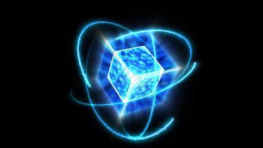 神秘黑暗蓝色的波多维数据集空<strong>核心</strong>能源表面原子移动∞能源