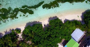 热带无人机旅游拍摄桑迪白色天堂海滩阿卡<strong>蓝色</strong>的<strong>水背景</strong>充满活力的