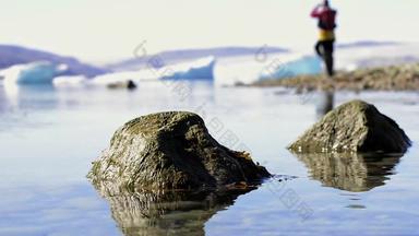 锅岩石反映峡湾南格陵兰岛纳尔萨克格陵兰岛