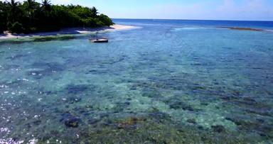 白天开销岛视图夏天白色天堂沙子海滩蓝色的海背景色彩鲜艳的