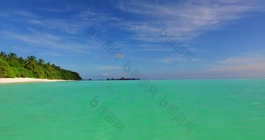 白天开销清洁视图夏天白色天堂沙子海滩阿卡蓝色的水背景