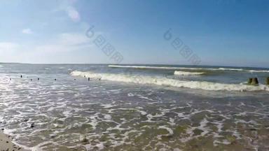 海滩波罗的海海沙子冲浪光神秘的野生寂寞的自然坚果自然储备受保护的跟踪轮视图平移全景视图区域波兰假期假期休闲太阳夏天宽声音