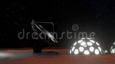 火星穹顶蜂群未来派动画scifi研究站在另一颗行星上的<strong>抛物</strong>卫星碟