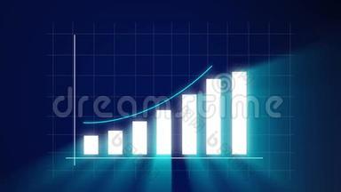 商业增长和成功箭头信息图表/动画的商业信息图表与上升箭头和酒吧统计出现，SY。