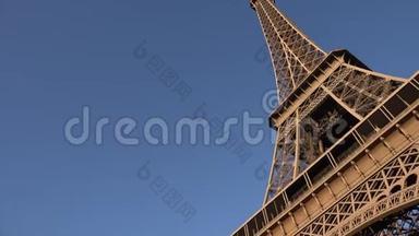 4K<strong>之旅</strong>法国埃菲尔铁巴黎，<strong>欧洲</strong>著名的塔楼纪念碑塔景，地标