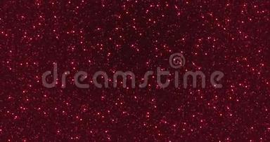 红色闪光的灰尘背景为节日，聚会，活动。 金色魅力纹理循环4k动画。